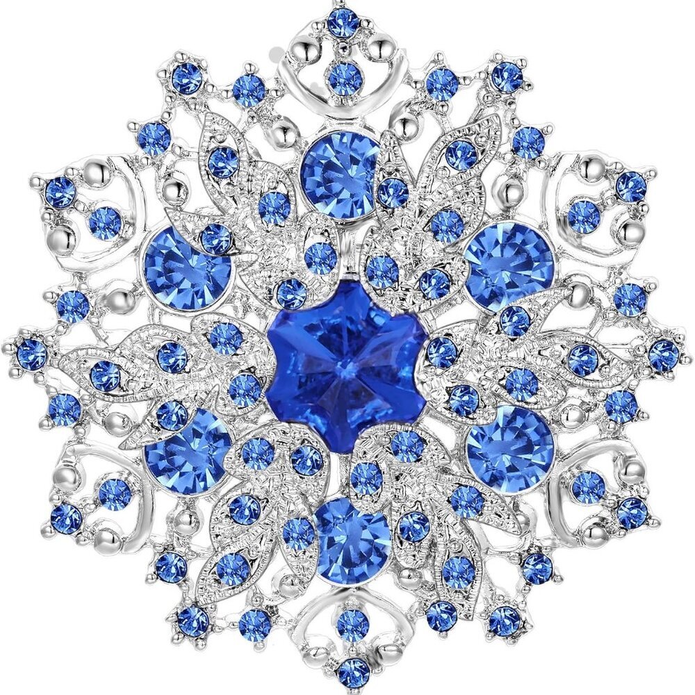 Austrian Crystal Elegant Winter Snowflake Corsage Brooch Pin Pink